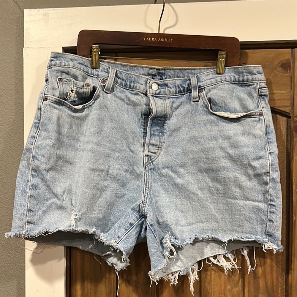 Levi's Light Blue Distressed Jean Shorts
